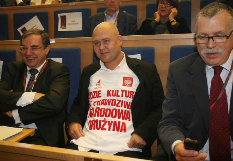  Bartosz Szydłowski (w środku) podczas VI Kongresu Kultury Polskiej w 2023 r. Fot. PAP/Jacek Bednarczyk