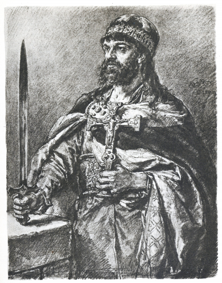 Mieszko I, książę Polski z dynastii Piastów. Reprodukacja rysunku Jana Matejki. Fot. PAP/Reprodukcja Wojtek Pacewicz