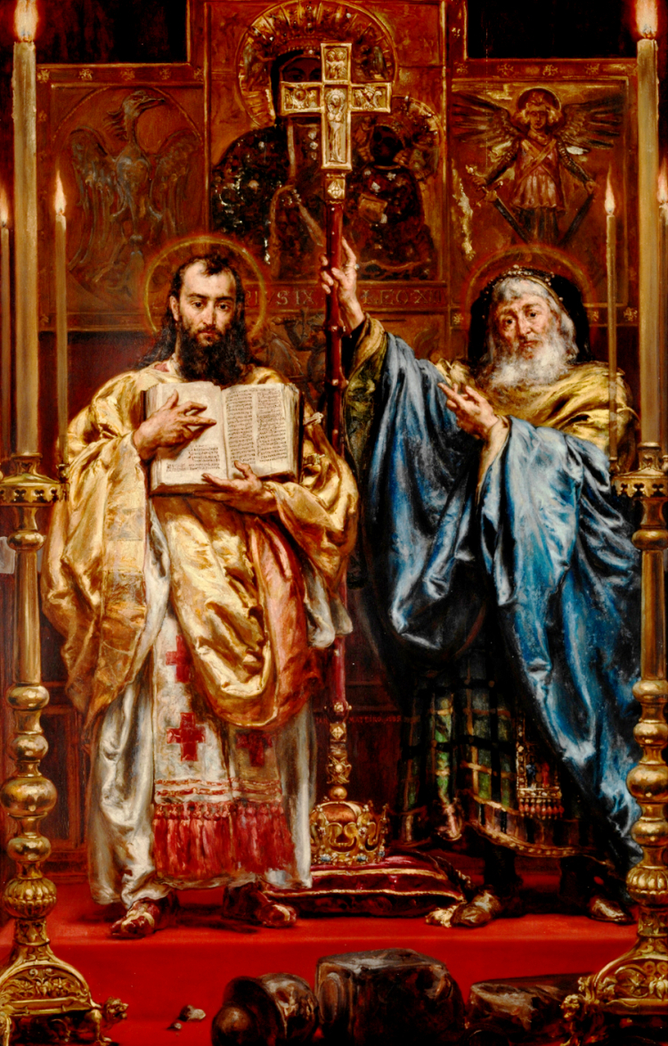 Cyryl i Metody na obrazie Jana Matejki, 1885 r. Źródło: Hardy PL, CC BY 4.0 <https://creativecommons.org/licenses/by/4.0>, via Wikimedia Commons