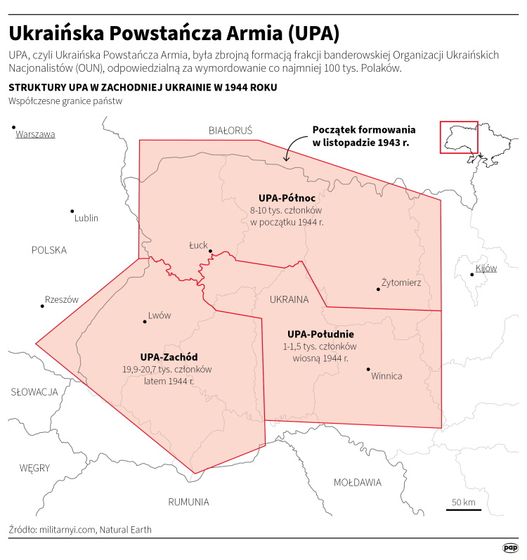 Ukraińska Powstańcza Armia (UPA). Infografika PAP/Michał Czernek