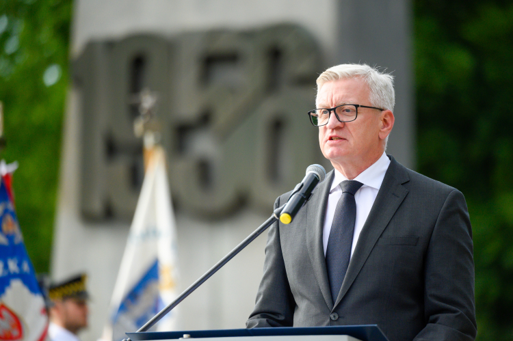Poznań, 28.06.2022 r. Prezydent miasta Jacek Jaśkowiak na obchodach 66. rocznicy Poznańskiego Czerwca. Fot. PAP/Jakub Kaczmarczyk
