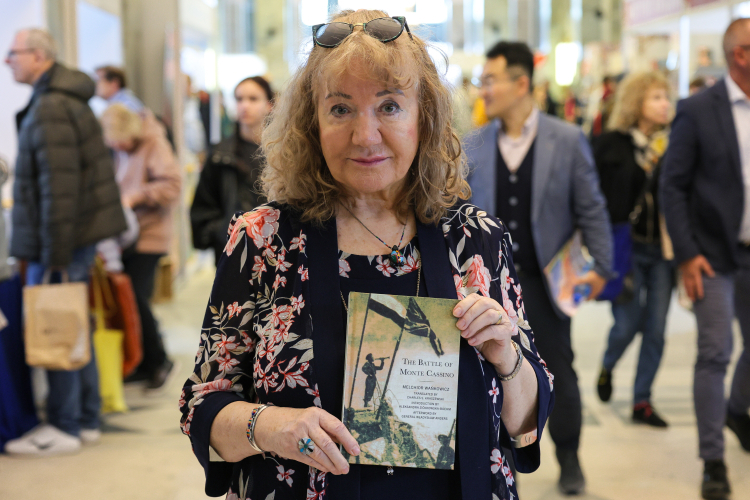 Aleksandra Ziółkowska-Boehm podczas Międzynarodowych Targów Książki w 2025r. Fot. PAP/Rafał Guz
