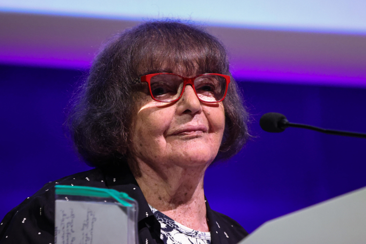 Warszawa, 25.06.2026 r. Dziennikarka i pisarka Hanna Krall podczas uroczystości z okazji 100. rocznicy urodzin byłego więźnia Auschwitz II-Birkenau Mariana Turskiego w Muzeum Historii Żydów Polskich POLIN. Podczas wydarzenia ogłoszono również wyniki pierwszej edycji Konkursu Funduszu „Nieobojętnych” im. Mariana Turskiego. Fot. PAP/Albert Zawada