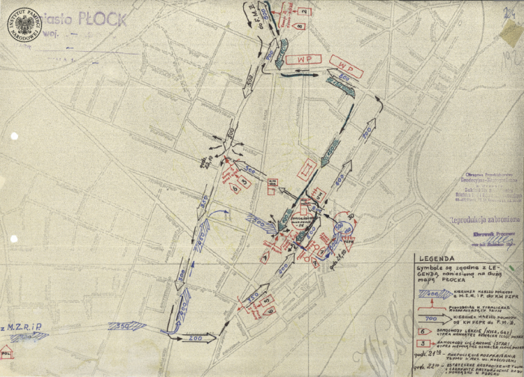 Plan pacyfikacji Płocka w czerwcu 1976 roku. Fot. IPN