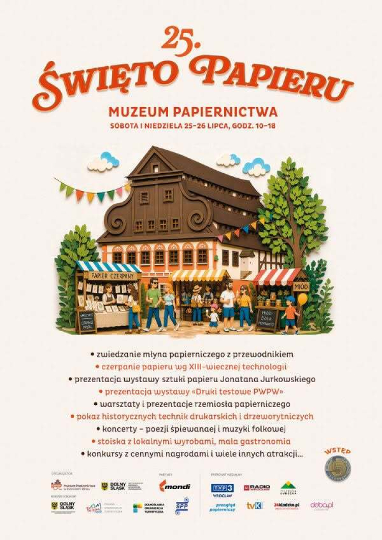W Muzeum Papiernictwa w Dusznikach-Zdroju w sobotę rozpoczyna się XXV Święto Papieru. Dwudniowa impreza przyciąga miłośników historii, tradycyjnego rzemiosła i kultury. W programie przewidziano wystawy, prezentacje zabytkowych technik drukarskich, warsztaty i zwiedzanie.