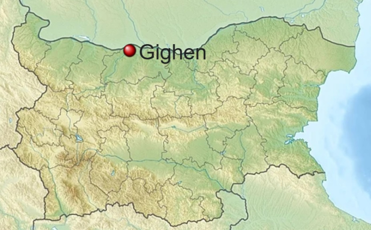 Gigen na mapie Bułgarii. Źródło: Wikipedia