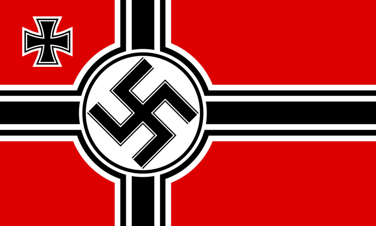 Bandera wojenna Kriegsmarine z lat 1938-1945. Fot. Unknown sourceUnknown source, Public domain, via Wikimedia Commons