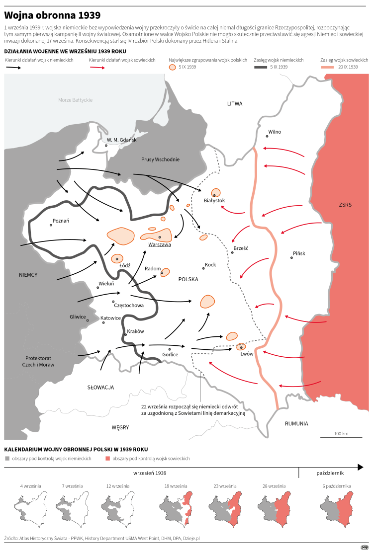 Wojna obronna 1939. Infografika PAP/Michał Czernek