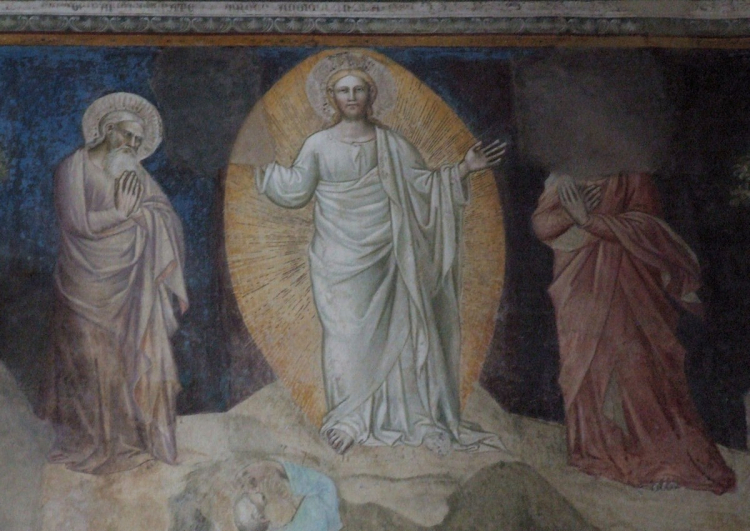 Przemienienie Chrystusa. Fresk z XIV w.z kościół św. Antoniego w Pistoia we Włoszech./Źródło: Wikipedia