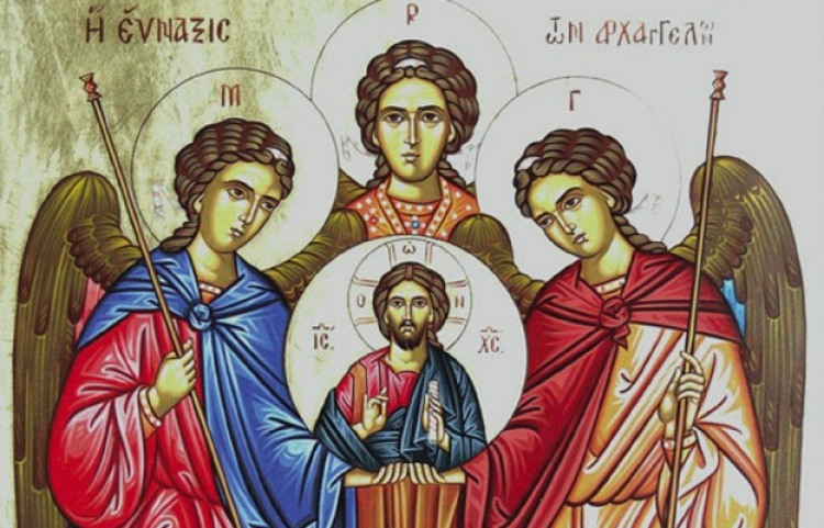 Ikona z wizerunkami archaniołów Michała, Rafała i Gabriela. Fot. niedziela.pl