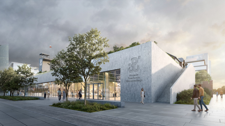 W Muzeum Powstania Warszawskiego będzie nowy pawilon z wejściem od ul. Towarowej. Wizualizacja Muzeum Powstania Warszawskiego