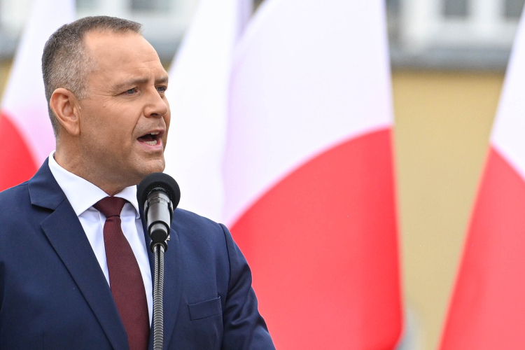 Włodawa, 17.09.2026 R. Prezydent RP Karol Nawrocki podczas spotkania z mieszkańcami powiatu włodawskiego, 17 bm. we Włodawie. Prezydent Karol Nawrocki odwiedził Włodawę w 87. rocznicę agresji sowieckiej na Polskę. Fot. PAP/Wojtek Jargiło