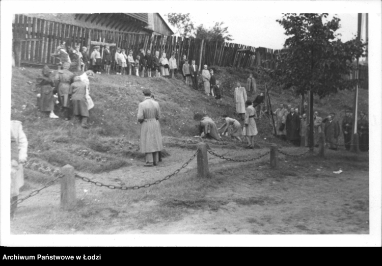 Uroczyste składanie wieńców na grobach Polaków pomordowanych przez Gestapo w okresie okupacji na terenie Tomaszowa Mazowieckiego (1963 r.). Fot. NAC