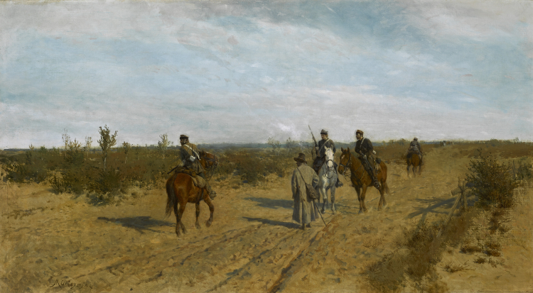 Maksymilian Gierymski, "Patrol powstańczy", 1872-1873, olej na płótnie, Muzeum Narodowe w Warszawie, Public domain, via Wikimedia Commons
