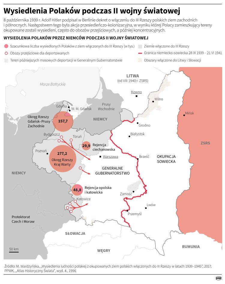 Wysiedlenia Polaków podczas II wojny światowej. Oprac. PAP/Michał Czernek, Adam Ziemienowicz